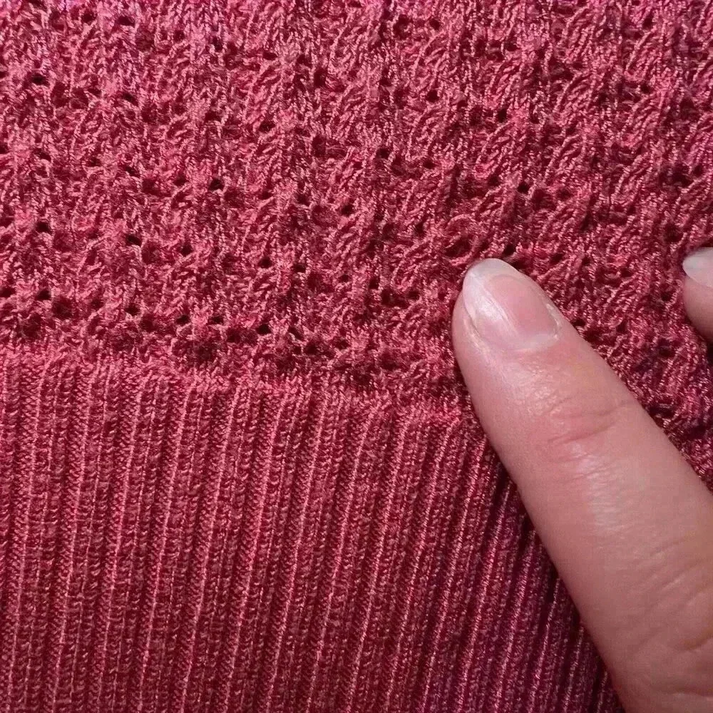 Terra Sky 3x Pink Knit Textured Sweater With Puff Sleeves Plus Size Tops - Picture 9 of 10